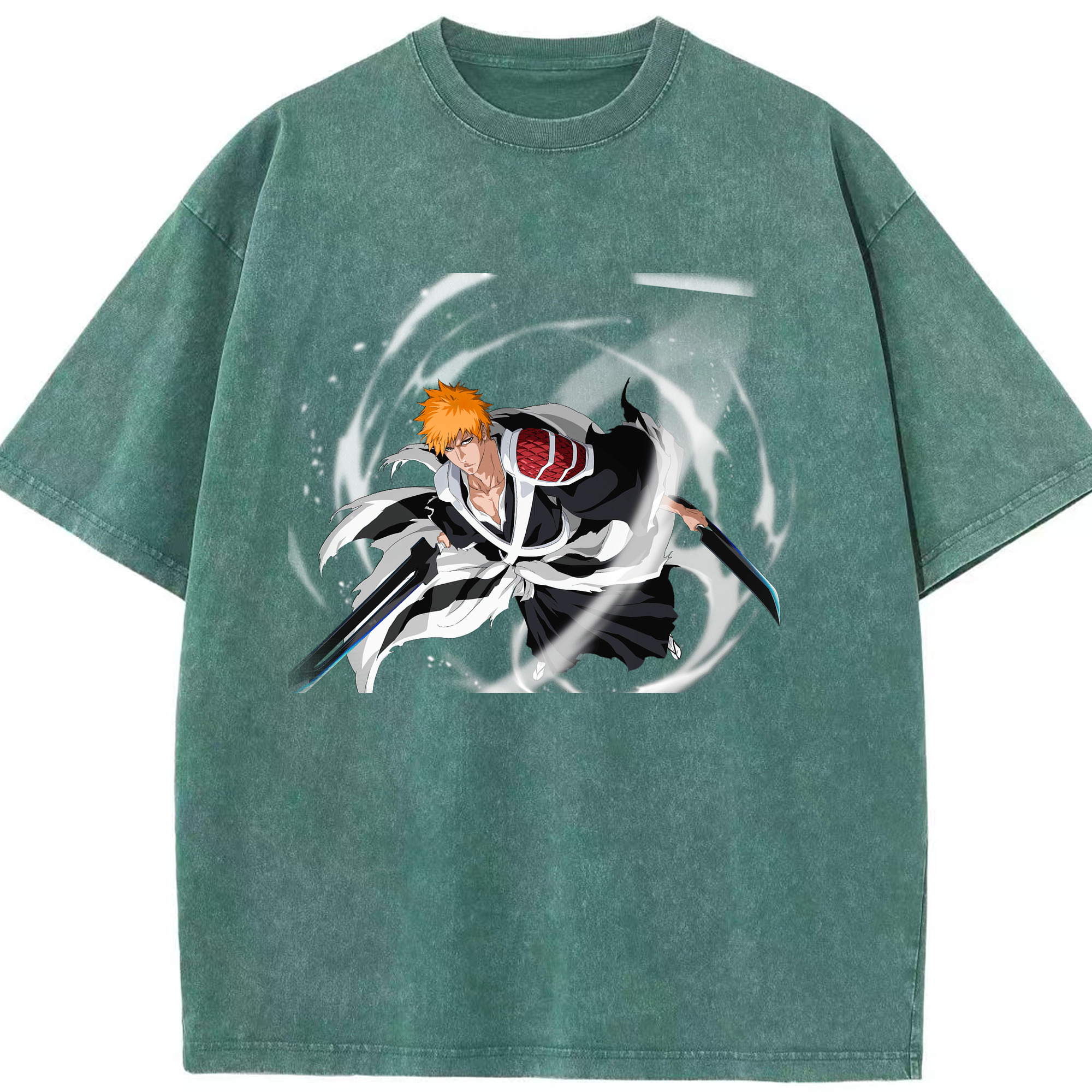 （画像用） ブリーチ 黒崎一護（くろさき いちご）BLEACH Kurosaki Ichigo 綿100% ヴィンテージ風 半袖Tシャツ（フロントプリント）
